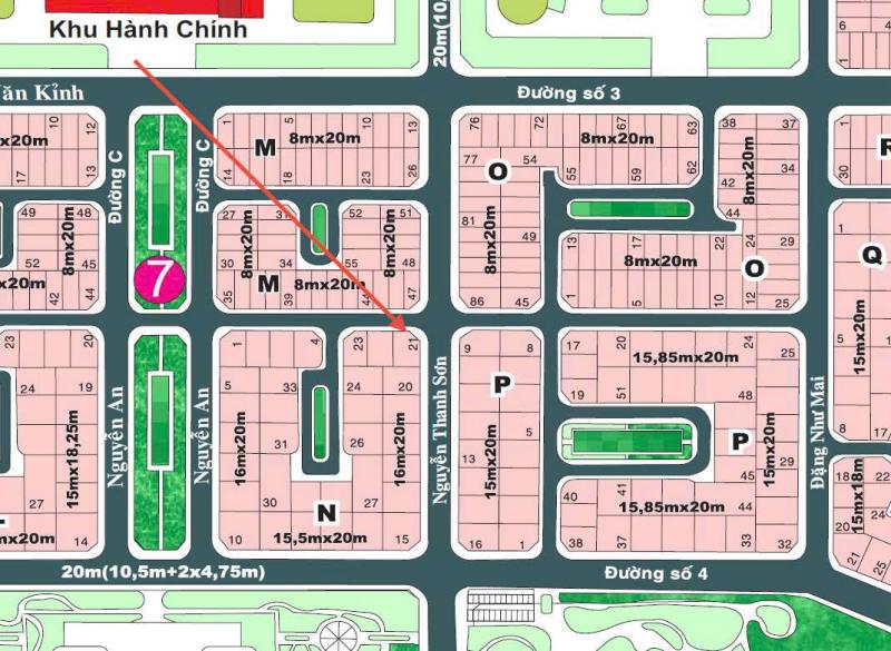 BÁN ĐẤT GÓC NGÃ TƯ ĐƯỜNG NGUYỄN THANH SƠN DIỆN TÍCH: 13,33X20M (CN: 267,5M2)