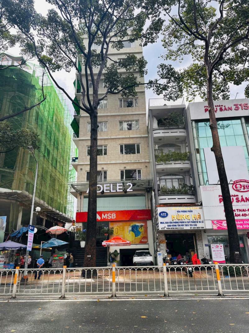 BÁN TÒA NHÀ GÓC 2 MT 472 474 TRẦN HƯNG ĐẠO DT: 8,7X26M HẦM LỬNG 8 LẦU SÂN THƯỢNG