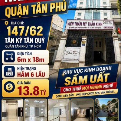Bán tòa nhà đường Tân Kỳ Tân Quý diện tích: 6x18m hầm 6 lầu
